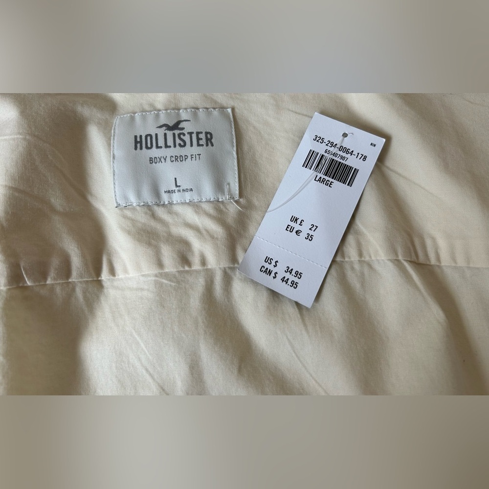 NWT HOLLISTER CO. BOXY CROPPED SHIRT SUMMER SAND. Sz. L - Picture 5 of 10